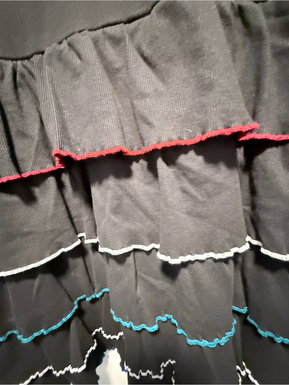 Hanna Andersson Black Long-Sleeve Tiered Dress with Multi-Color Trim